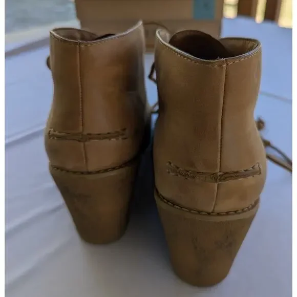 Sperry Ankle Boots Size 8.5M Women Celeste Prow Tan Lace Up Wedge - Picture 3 of 9